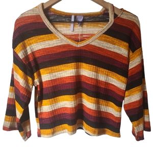 COPY - Good Luck Girl NWT Cutout Loose Crop Tee Mustard Stripe Size Large